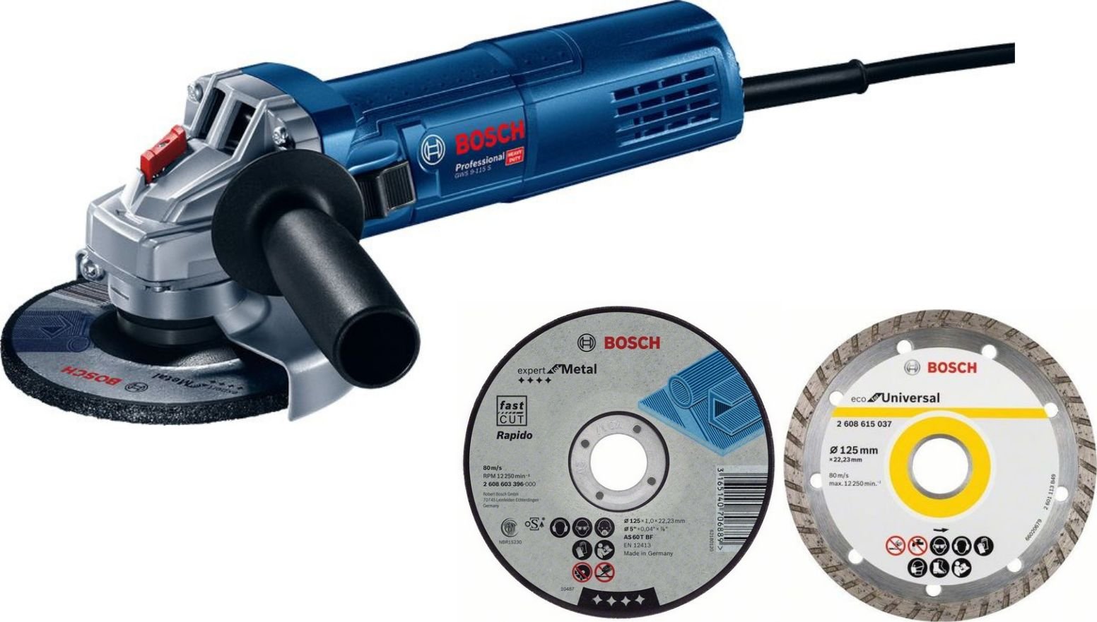 Bosch GWS 9-125 S 0.601.396.102 + Bosch tarcza do metalu i diamentowa