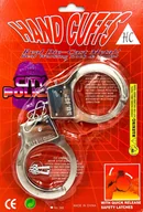 Zabawy w naśladowanie dorosłych - Metalowe kajdanki zabawkowe kostium policjanta - miniaturka - grafika 1