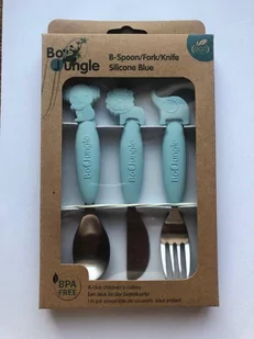 BO JUNGLE BO JUNGLE ZESTAW SZTUĆCE DLA DZIECI SILKON INOX B500670 - Sztućce dla dzieci - miniaturka - grafika 1