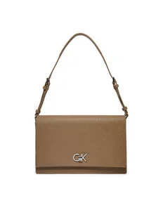 Calvin Klein Torebka Ck Elongated Shoulder Bag_Mono K60K613139 Beżowy - Torebki damskie - miniaturka - grafika 1