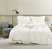 Pościel - Pościel Ruffy 160x200 ecru z falbanką - miniaturka - grafika 1