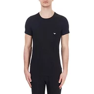 Koszulki męskie - Emporio Armani Męski T-shirt Iconic z logo, górna część piżamy, biały A, M - miniaturka - grafika 1