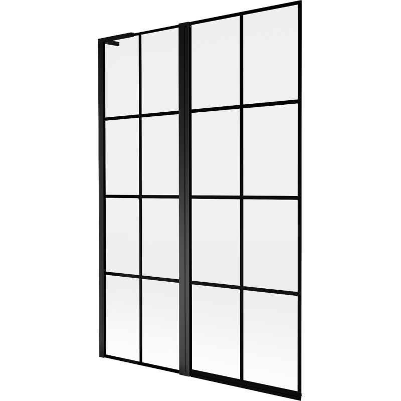 Mexen Mist L parawan nawannowy 2-skrzydłowy lewy 120 x 150 cm, czarna kratka, czarny - 8A9L-120-011-70-77-L