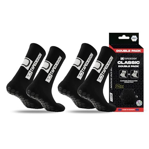 Tapedesign Skarpety Classic z podwójnym opakowaniem – 2 pary do piłki nożnej i sportu – antypoślizgowe w butach – maksymalna przyczepność do treningu i zawodów – antypoślizgowe wypustki – skarpety