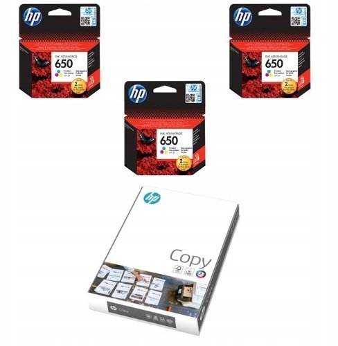 Tusz HP 3x Tusz 650 Kolor CZ102AE + Papier ksero COPY 3XCZ102AE + HP-005318