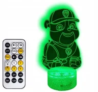 Samochody i pojazdy dla dzieci - LAMPKA 3D LED PSI PATROL RUBBLE USB/BATERIE + PILOT RGB - miniaturka - grafika 1