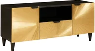 Szafki RTV - vidaXL Szafka pod telewizor z szufladą Czarny i złoto 105 x 33 x 46 cm - miniaturka - grafika 1