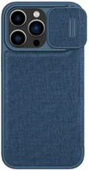 Etui i futerały do telefonów - Nillkin Qin Cloth Pro Case etui do iPhone 14 Pro Max osłona na aparat kabura pokrowiec obudowa z klapką niebieski - miniaturka - grafika 1