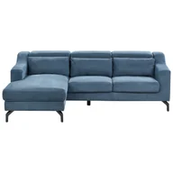 Narożniki - BELIANI Narożnik prawostronny niebieski szenil 4 osobowy sofa z regulowanymi zagłówkami metalowe nóżki - miniaturka - grafika 1
