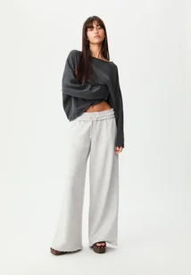 Stradivarius Sweter crop dekolt łódka Ciemnoszary M - Swetry damskie - miniaturka - grafika 1