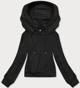 KRÓTKA BLUZA DRESOWA Z KAPTUREM CZARNA (8B939-3) - J.STYLE - Bluzy damskie - miniaturka - grafika 1