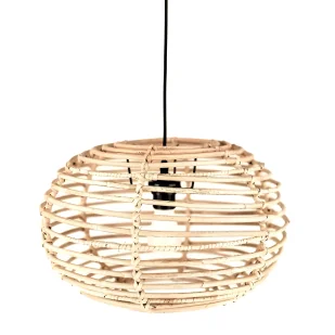 Rattanowa, wisząca lampa Moon z delikatnym ażurowym kloszem - Oprawy, klosze i abażury - miniaturka - grafika 1