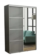 Szafy - Nowoczesna Szafa Przesuwna Kacper Lustro 100x220 Antracyt Półki /Drążki - miniaturka - grafika 1