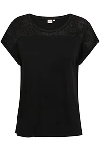 Damska koszulka z krótkim rękawem Cream Straight fit, Pitch Black, L - Koszulki i topy damskie - miniaturka - grafika 1