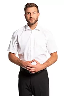 Koszule męskie - JP 1880 Męska koszula biznesowa z krótkim rękawem od L-8XL do 8XL z czystej bawełny z kieszenią na piersi, kołnierz Vario i Comfort Fit, śnieżnobiały, 6XL - grafika 1