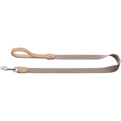 HUNTER Smycz dla psa TRINO, kolor: szary/naturalny, wytrzymała skóra bydlęca, stylowy pasek bawełniany, z paskiem na rękę, wzór Scandi-Boho, Made in Germany, rozmiar: 30/120