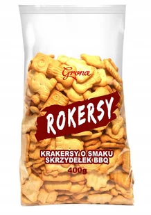 GRONA Rokersy Krakersy o Smaku Skrzydełek BBQ Pyszna Przekąska 400g - Krakersy - miniaturka - grafika 1