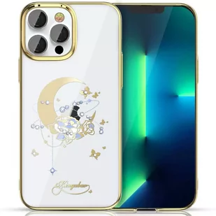 Kingxbar Moon Series luksusowe etui z Kryształami Swarovskiego na iPhone 13 Pro złoty (Flower) - Etui i futerały do telefonów - miniaturka - grafika 1