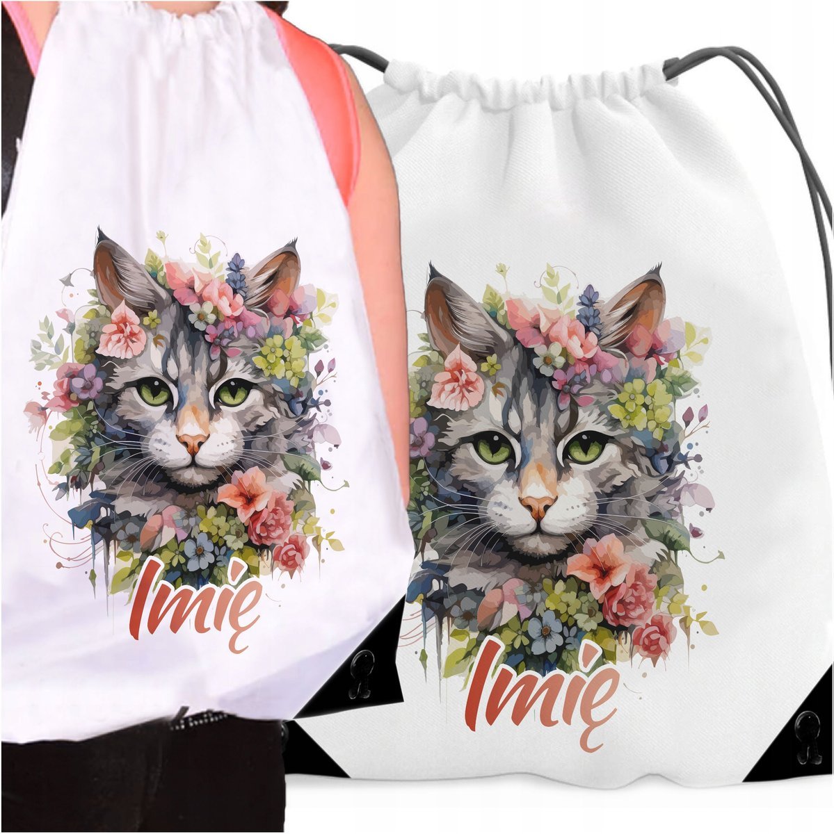 WOREK PLECAK DO SZKOŁY SŁODKIE KOTY KOTKI CAT KWIATKI PREZENT DLA DZIECKA