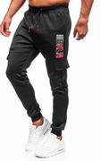 Spodnie sportowe męskie - Czarne spodnie męskie dresowe bojówki Denley K10287 - miniaturka - grafika 1