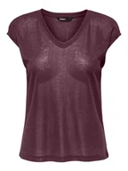 Koszulki i topy damskie - ONLY T-Shirt Silvery 15136069 Bordowy Loose Fit - miniaturka - grafika 1
