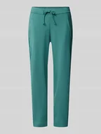 Spodnie damskie - Spodnie o kroju tapered fit z wiązanym paskiem - miniaturka - grafika 1