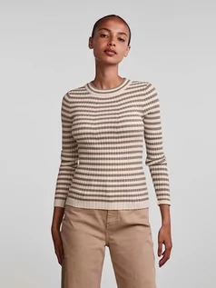 Swetry damskie - Pieces Sweter w kolorze beżowo-jasnobrązowym - grafika 1