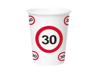 Dekoracje i nakrycia stołu na imprezę - Kubeczki Znak zakazu 30tka - 250 ml - 8 szt. - miniaturka - grafika 1