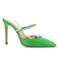 Klapki i japonki damskie - Zielone klapki na szpilce CARINII - Carinii - miniaturka - grafika 1