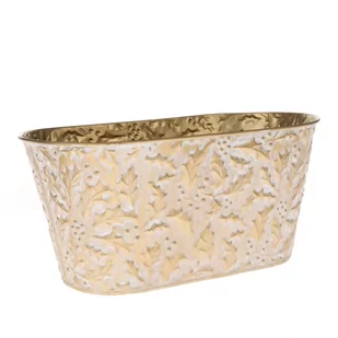 Metalowa osłonka na skrzynkę kwiatową/doniczki Gold branche, 29 x 16 x 13,5 cm - Donice - miniaturka - grafika 1