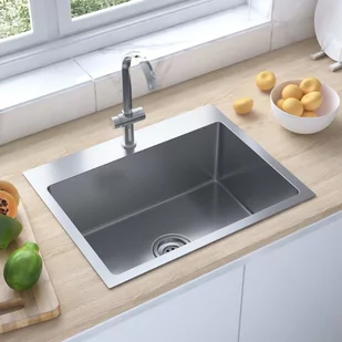 vidaXL Ręcznie robiony zlew kuchenny, stal nierdzewna - Zlewozmywaki - miniaturka - grafika 1
