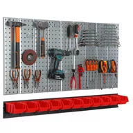 Pozostałe wyposażenie warsztatu - Metalowa tablica narzędziowa uchwyty 11 kuwet - miniaturka - grafika 1