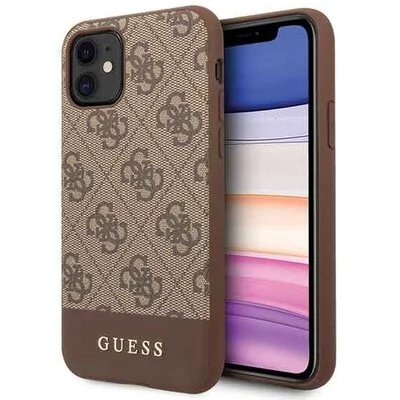 Guess 4G Bottom Stripe Collection Etui iPhone 11 brązowy 10_15898
