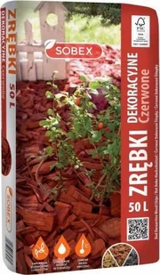 Sobex Zrębki dekoracyjne drzewne czerwone 50L - Ziemia ogrodowa - miniaturka - grafika 1
