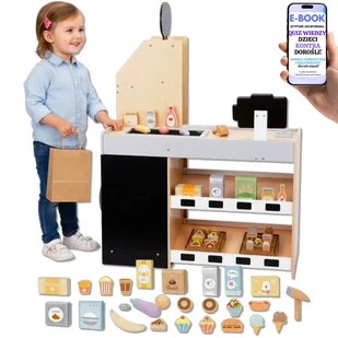 DUŻY DREWNIANY SKLEP STRAGAN XXL Warzywniak + Owoce + Kasa + Pieniądze PREZENT ŚWIĄTECZNY DLA CÓRKI SYNA WNUCZKI WNUCZKA + EBOOK-2 - Zabawy w naśladowanie dorosłych - miniaturka - grafika 1