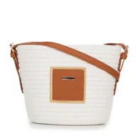 Torebki damskie - Damska torebka koszyk z domieszką bawełny mała złamana biel - miniaturka - grafika 1