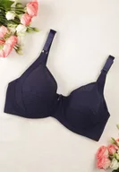 Biustonosze - Granatowy Gładki Biustonosz z Cienkimi Ramiączkami z Siateczki Anzlea - miniaturka - grafika 1