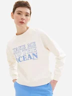 Bluzy damskie - Bluza damska bez kaptura oversize Tom Tailor 1040582 M Biała (4067261911663). Bluzy bez kaptura damskie - miniaturka - grafika 1