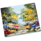 Deski do krojenia - Osłona kuchenna deska szklana Letni park - 60x52 cm - miniaturka - grafika 1