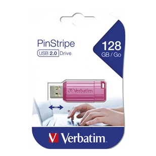 Verbatim USB flash disk, USB 2.0, 128GB, Store,N,Go PinStripe, różowy, 49460, do archiwizacji danych - Pendrive - miniaturka - grafika 4