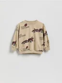 Bluzy i sweterki niemowlęce - Reserved - Bluza oversize z nadrukiem - beżowy - miniaturka - grafika 1