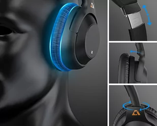 Słuchawki aktywne ANC LDAC Bluetooth 5.0 - Złącza, przejściówki, adaptery - miniaturka - grafika 2