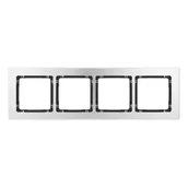 Klawisze i ramki - Karlik Ramka poczwórna Deco metal - aluminium szczotkowane, czarny - miniaturka - grafika 1