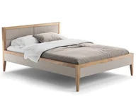 Łóżka - Łóżko dębowe 140x200cm tapicerowane Belagio Beżowe - miniaturka - grafika 1