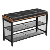 Szafki na buty - Songmics SHOEBENCH/BROWN/BLACK/80X30X48CM BENCH/BR+BL/48CM - miniaturka - grafika 1