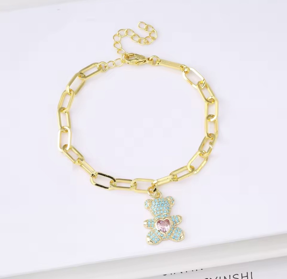 Luksusowa Bransoletka Teddy Glam Gold Premium Crystal Bear Bracelet