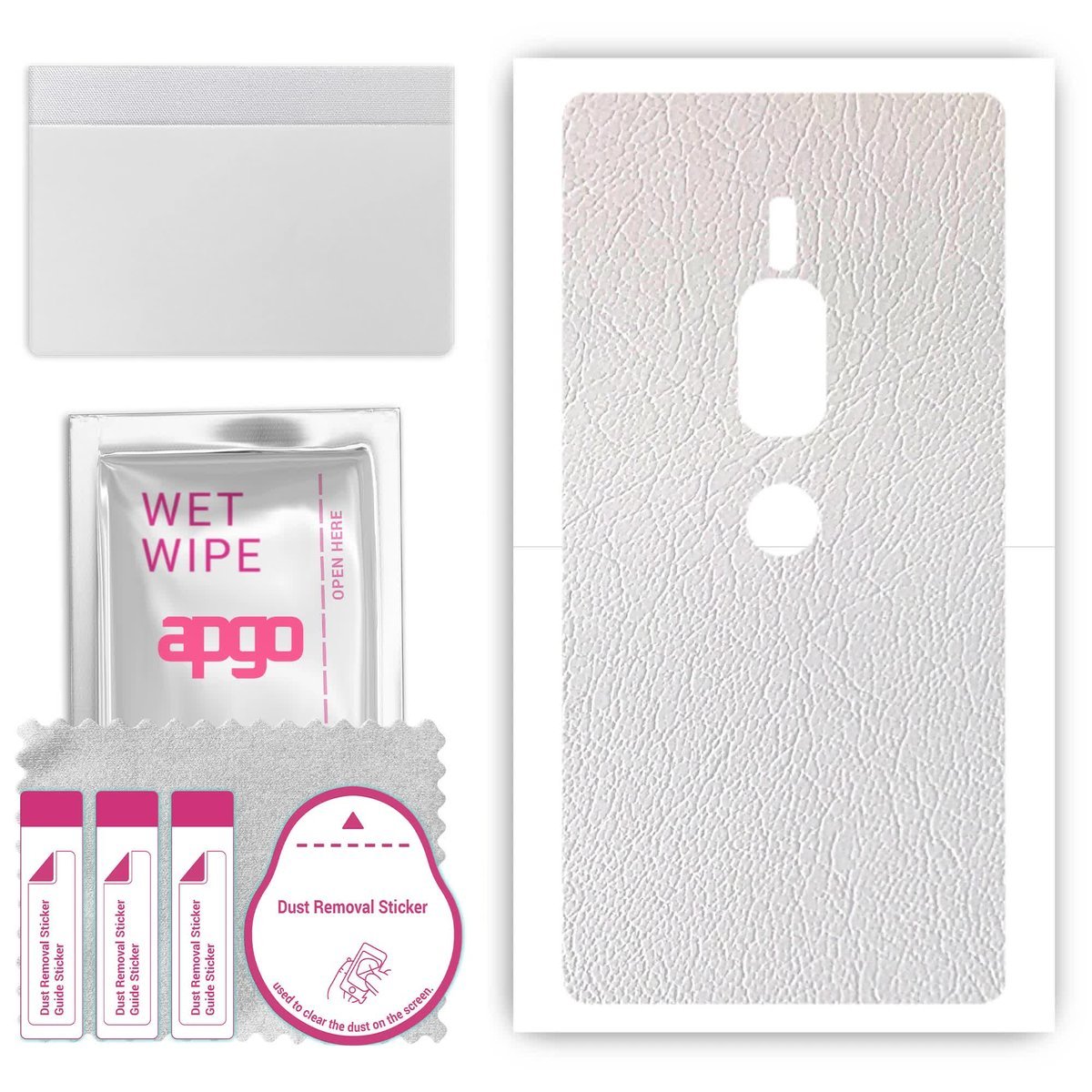 Folia naklejka skórka strukturalna na TYŁ do Sony Xperia XZ2 Premium - Skóra Biała - apgo SKINS