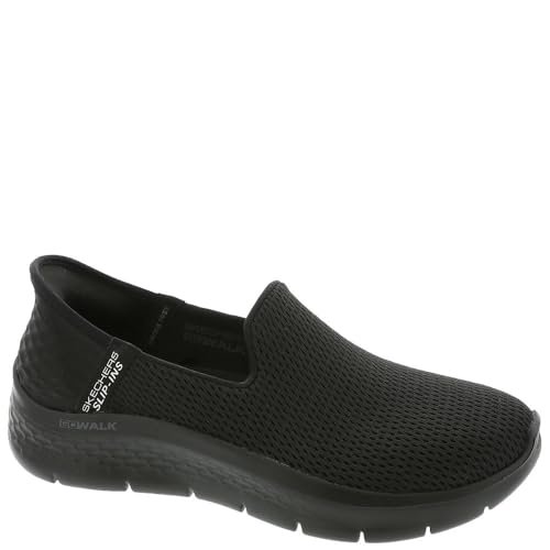 Skechers Damskie trampki wsuwane bez użycia rąk Go Walk Flex-Relish, Czarny, biały, 8 UK Narrow