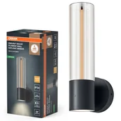 Lampy ogrodowe - Kinkiet Ogrodowy Osram Lampa Elewacyjna Zewnętrzna LED z Czujnikiem Zmierzchu 8W 600lm 3000K Ciepła biel Szary IP54 1 szt. - miniaturka - grafika 1