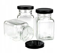 Pojemniki kuchenne - 3x Szklany pojemnik słoik z czarną zakrętką do zalewu świec świeczek 150 ml - miniaturka - grafika 1